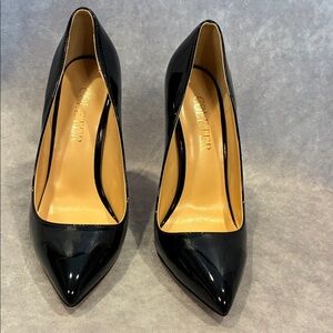 Coleter Black Patent Pointed-Toe Pumps
